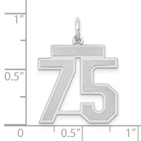 14K White Gold Medium Satin Number 75 Charm view 3