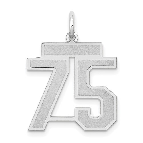 14K White Gold Medium Satin Number 75 Charm