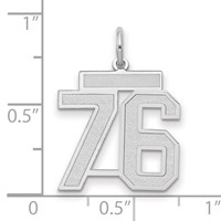 14K White Gold Medium Satin Number 76 Charm view 2