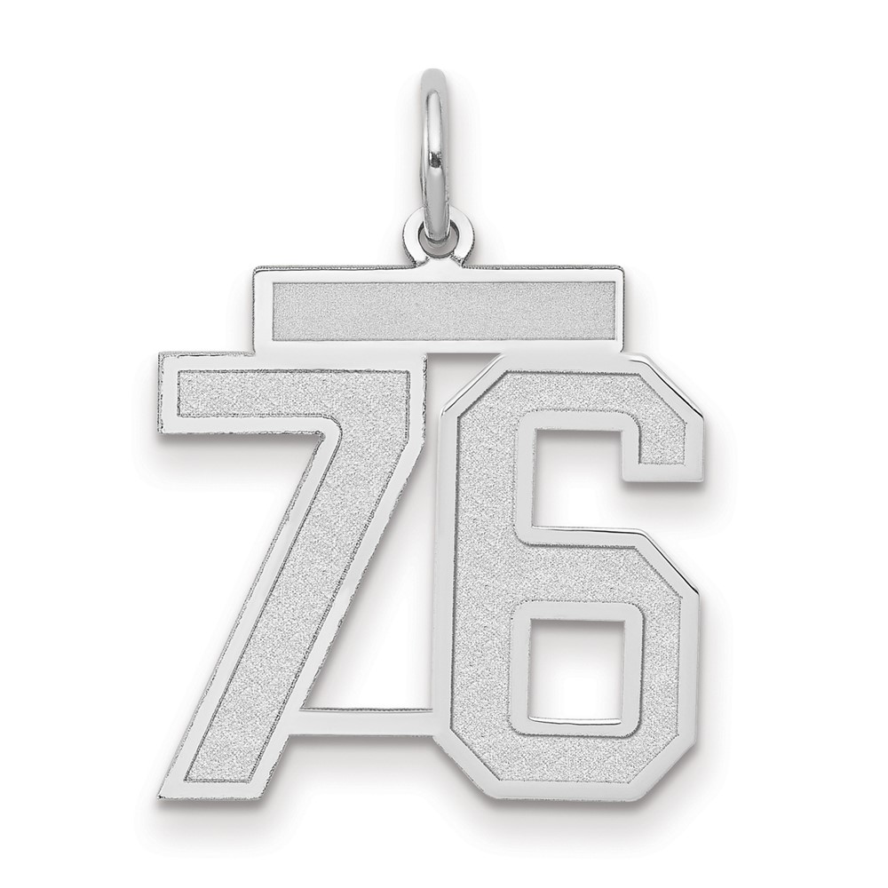 14K White Gold Medium Satin Number 76 Charm