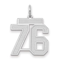 14K White Gold Medium Satin Number 76 Charm view 1