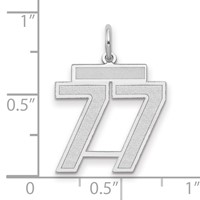 14K White Gold Medium Satin Number 77 Charm view 2