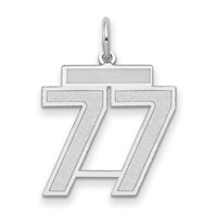 14K White Gold Medium Satin Number 77 Charm view 1