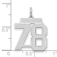 14K White Gold Medium Satin Number 78 Charm view 2