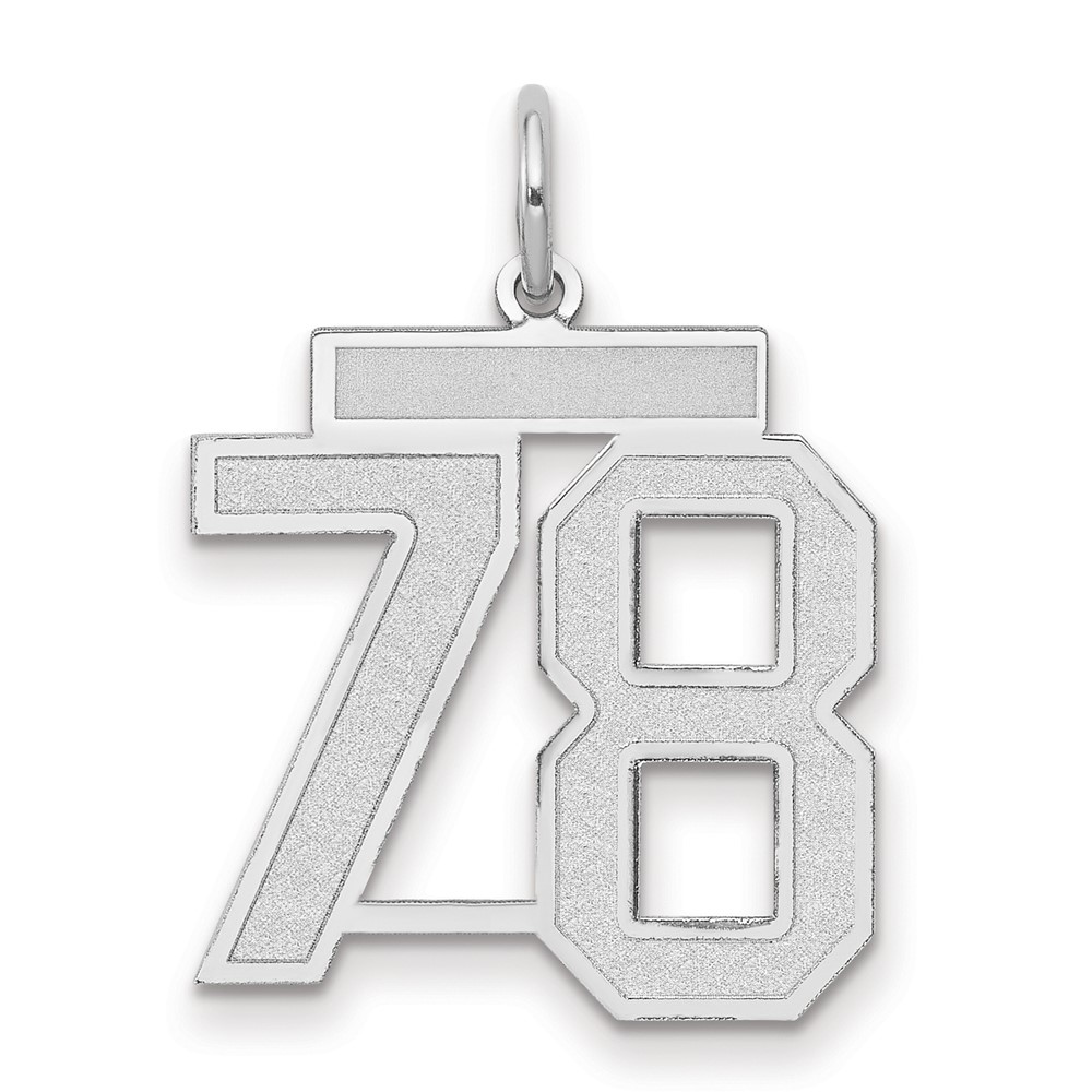 14K White Gold Medium Satin Number 78 Charm