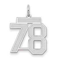 14K White Gold Medium Satin Number 78 Charm view 1
