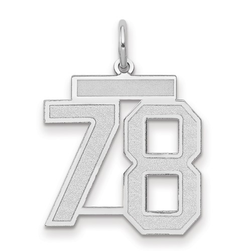14K White Gold Medium Satin Number 78 Charm