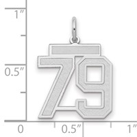 14K White Gold Medium Satin Number 79 Charm view 2