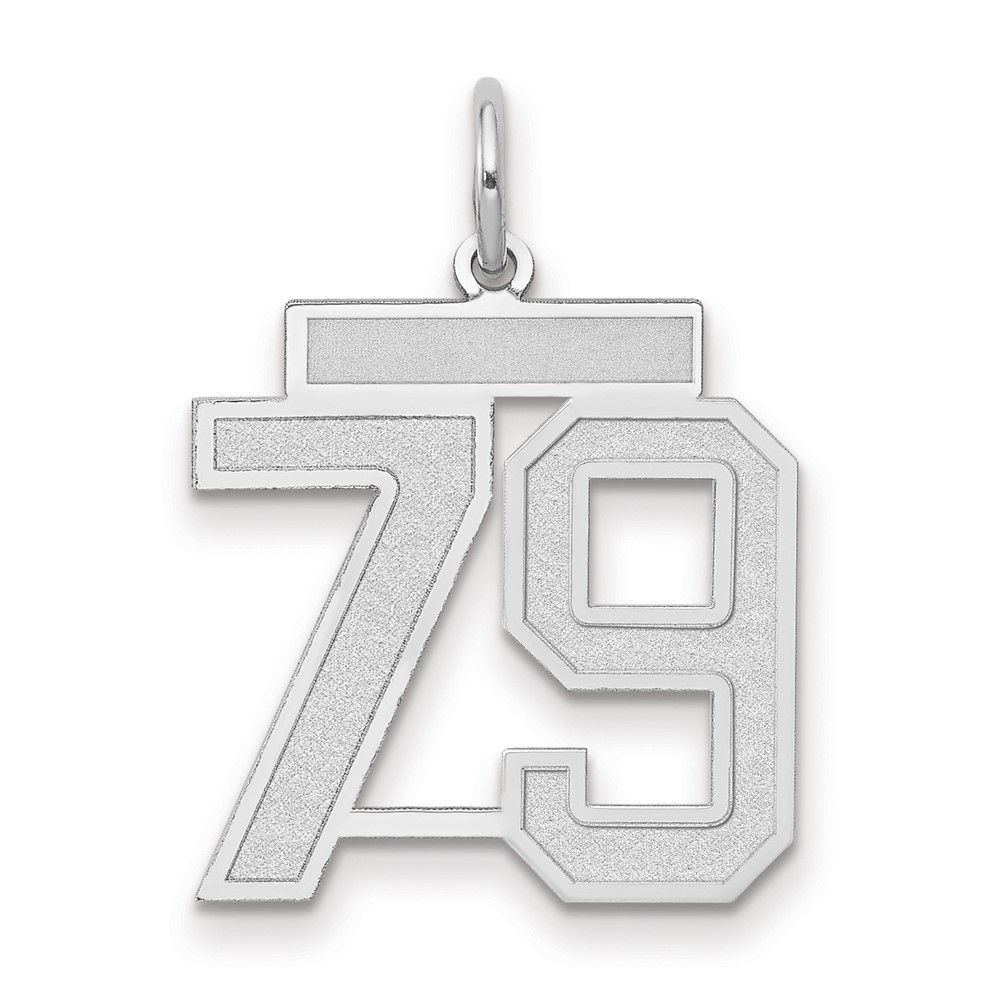 14K White Gold Medium Satin Number 79 Charm