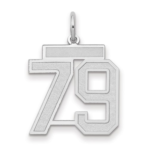 14K White Gold Medium Satin Number 79 Charm