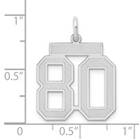 14K White Gold Medium Satin Number 80 Charm view 4