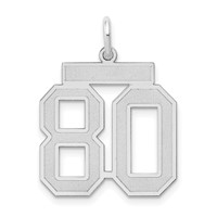 14K White Gold Medium Satin Number 80 Charm view 1