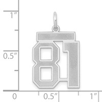 14K White Gold Medium Satin Number 81 Charm view 3