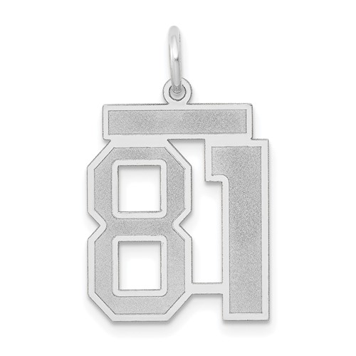 14K White Gold Medium Satin Number 81 Charm
