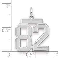 14K White Gold Medium Satin Number 82 Charm view 2