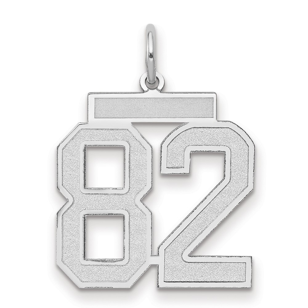 14K White Gold Medium Satin Number 82 Charm