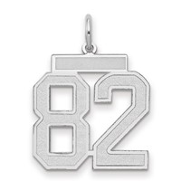 14K White Gold Medium Satin Number 82 Charm view 1