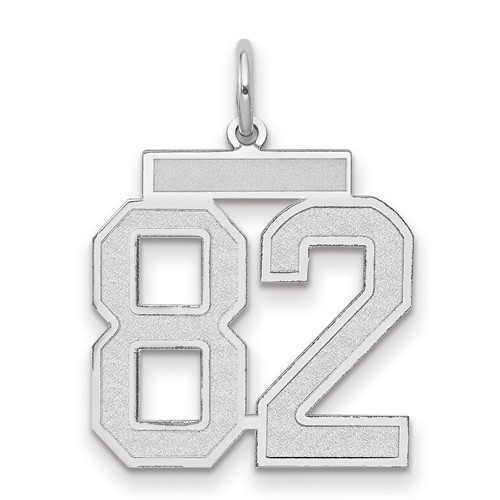 14K White Gold Medium Satin Number 82 Charm