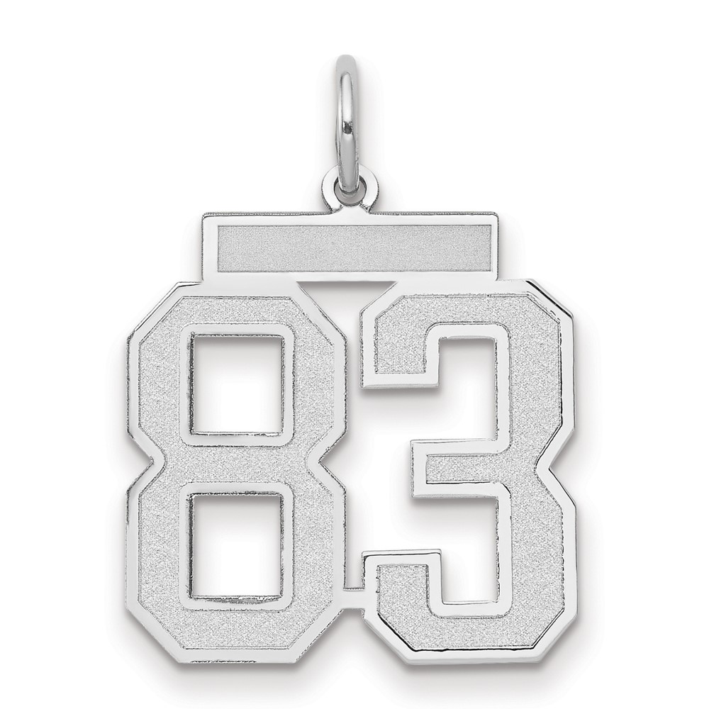 14K White Gold Medium Satin Number 83 Charm
