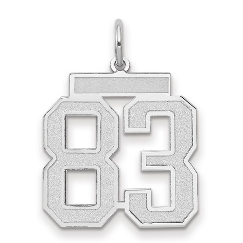 14K White Gold Medium Satin Number 83 Charm