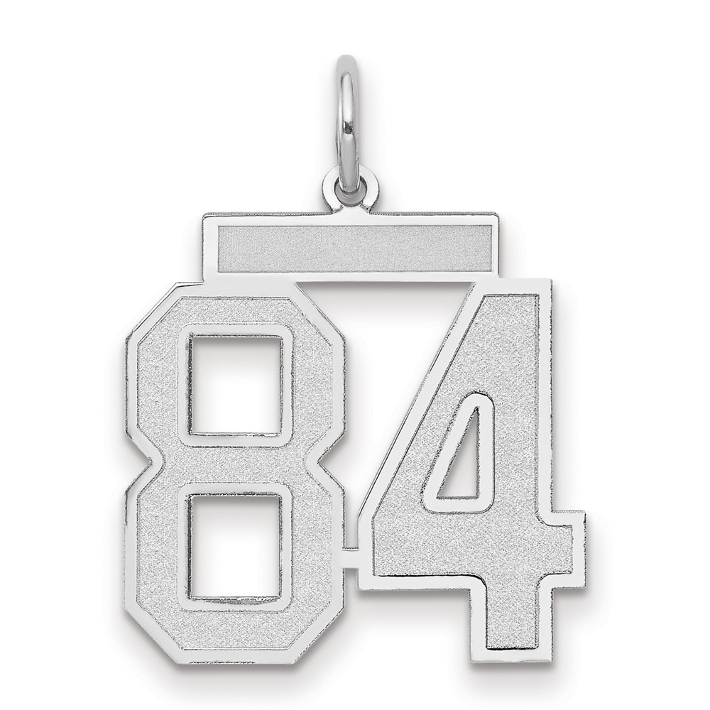 14K White Gold Medium Satin Number 84 Charm