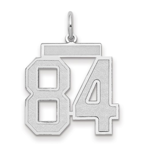14K White Gold Medium Satin Number 84 Charm