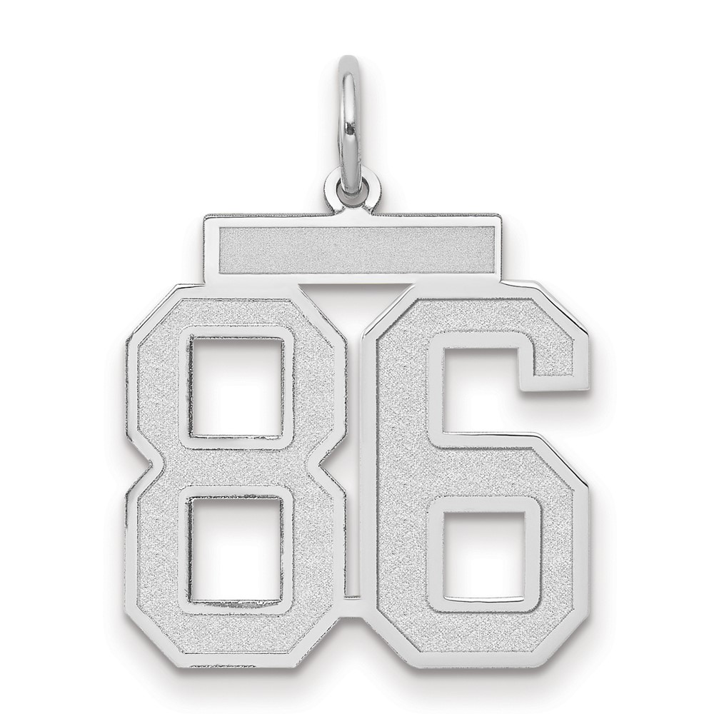 14K White Gold Medium Satin Number 86 Charm