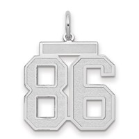 14K White Gold Medium Satin Number 86 Charm view 1