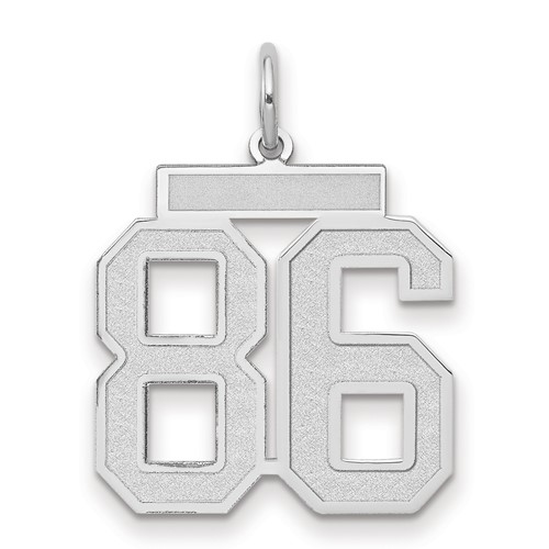 14K White Gold Medium Satin Number 86 Charm