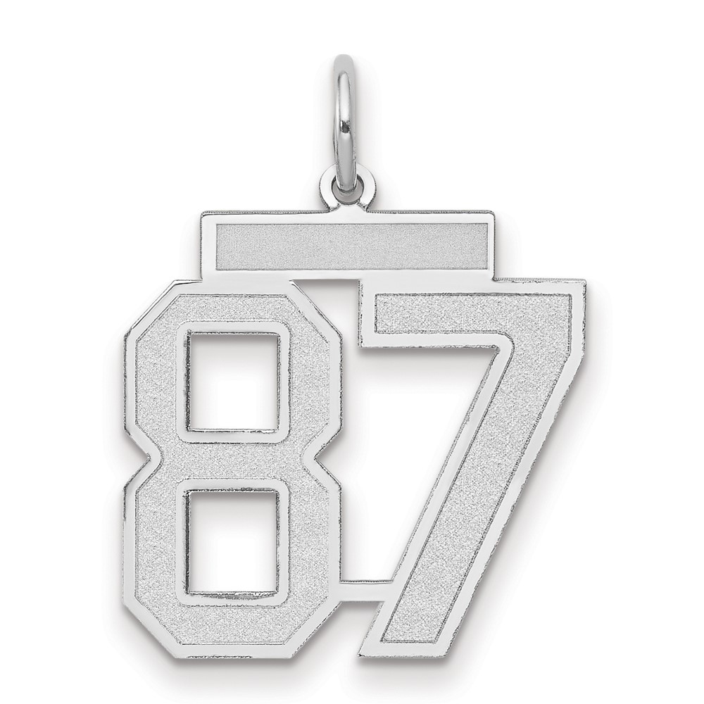 14K White Gold Medium Satin Number 87 Charm