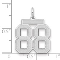 14K White Gold Medium Satin Number 88 Charm view 2