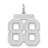 14K White Gold Medium Satin Number 88 Charm view 1