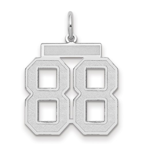 14K White Gold Medium Satin Number 88 Charm