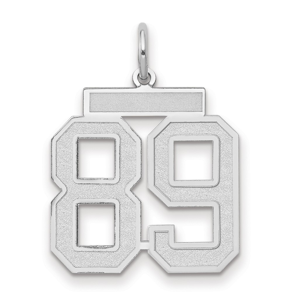 14K White Gold Medium Satin Number 89 Charm