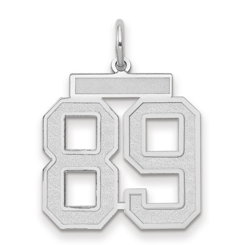 14K White Gold Medium Satin Number 89 Charm