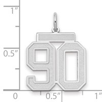 14K White Gold Medium Satin Number 90 Charm view 2