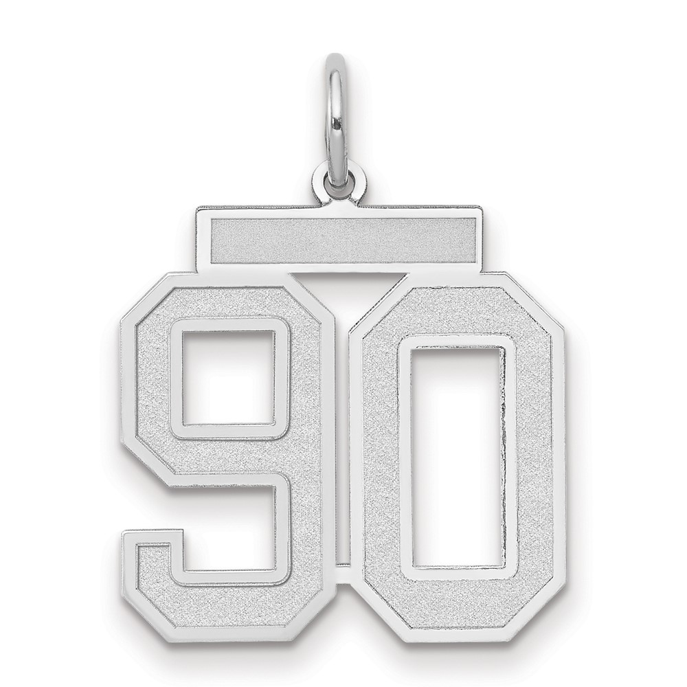 14K White Gold Medium Satin Number 90 Charm