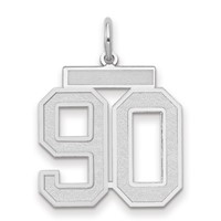 14K White Gold Medium Satin Number 90 Charm view 1