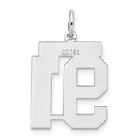 14K White Gold Medium Satin Number 91 Charm view 3