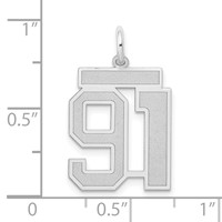 14K White Gold Medium Satin Number 91 Charm view 4