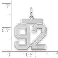 14K White Gold Medium Satin Number 92 Charm view 2