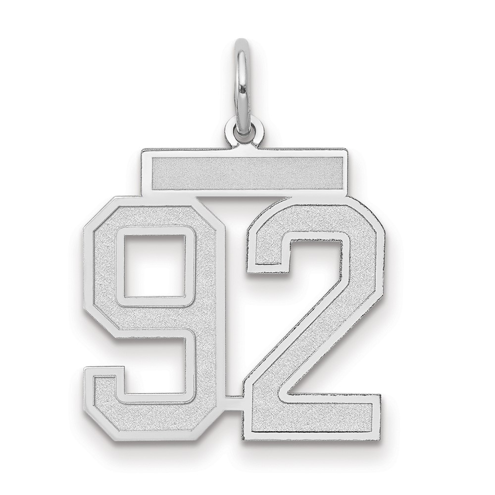 14K White Gold Medium Satin Number 92 Charm