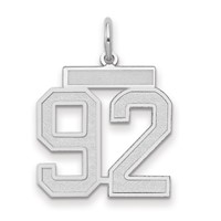 14K White Gold Medium Satin Number 92 Charm view 1