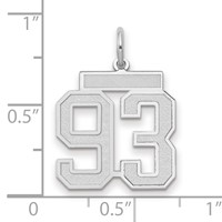 14K White Gold Medium Satin Number 93 Charm view 2