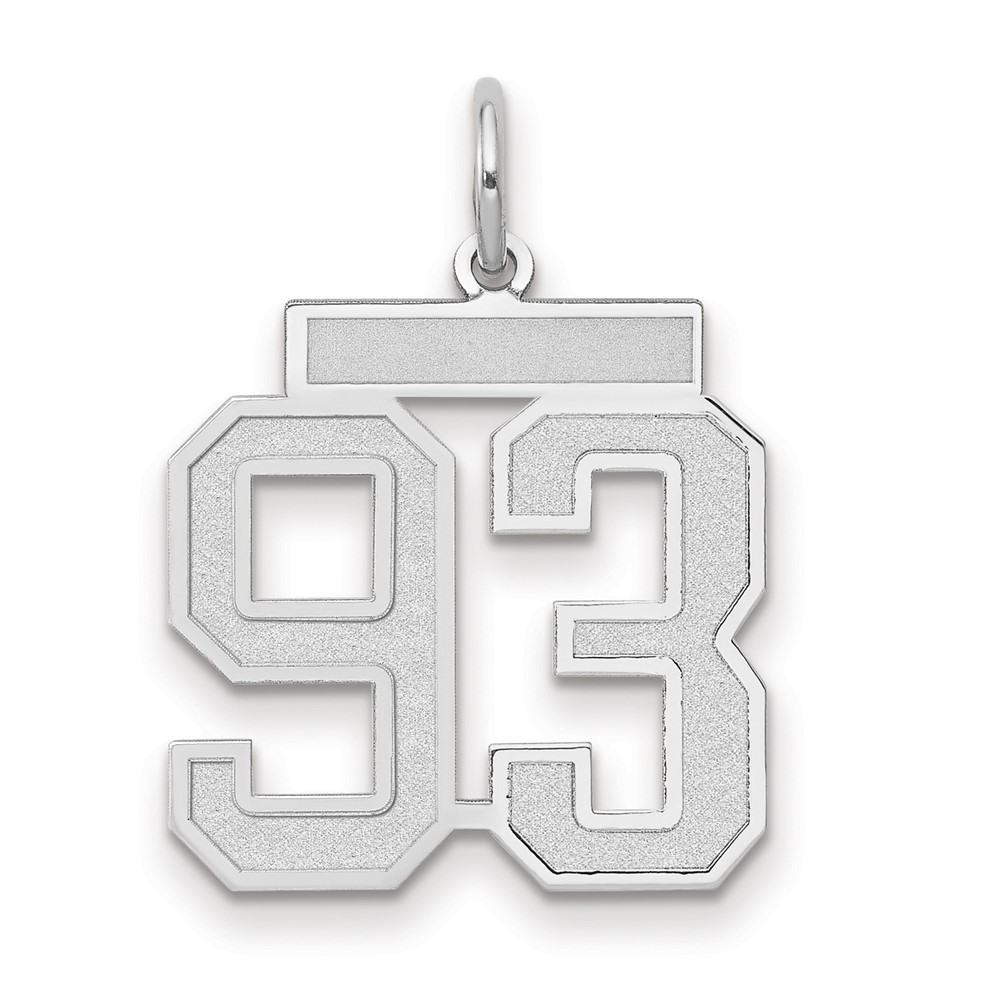 14K White Gold Medium Satin Number 93 Charm