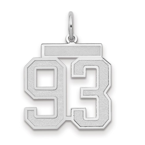 14K White Gold Medium Satin Number 93 Charm