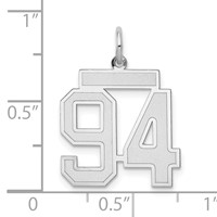 14K White Gold Medium Satin Number 94 Charm view 4