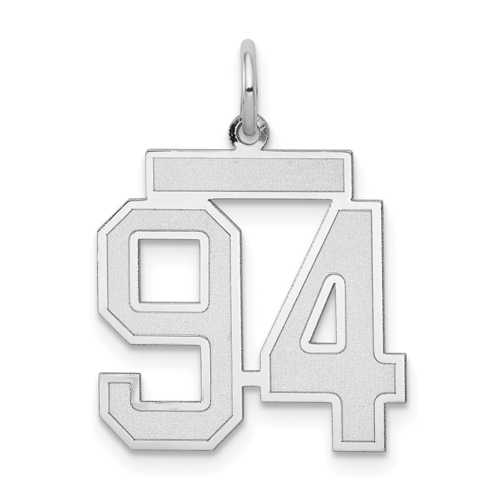 14K White Gold Medium Satin Number 94 Charm
