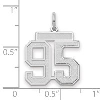 14K White Gold Medium Satin Number 95 Charm view 2