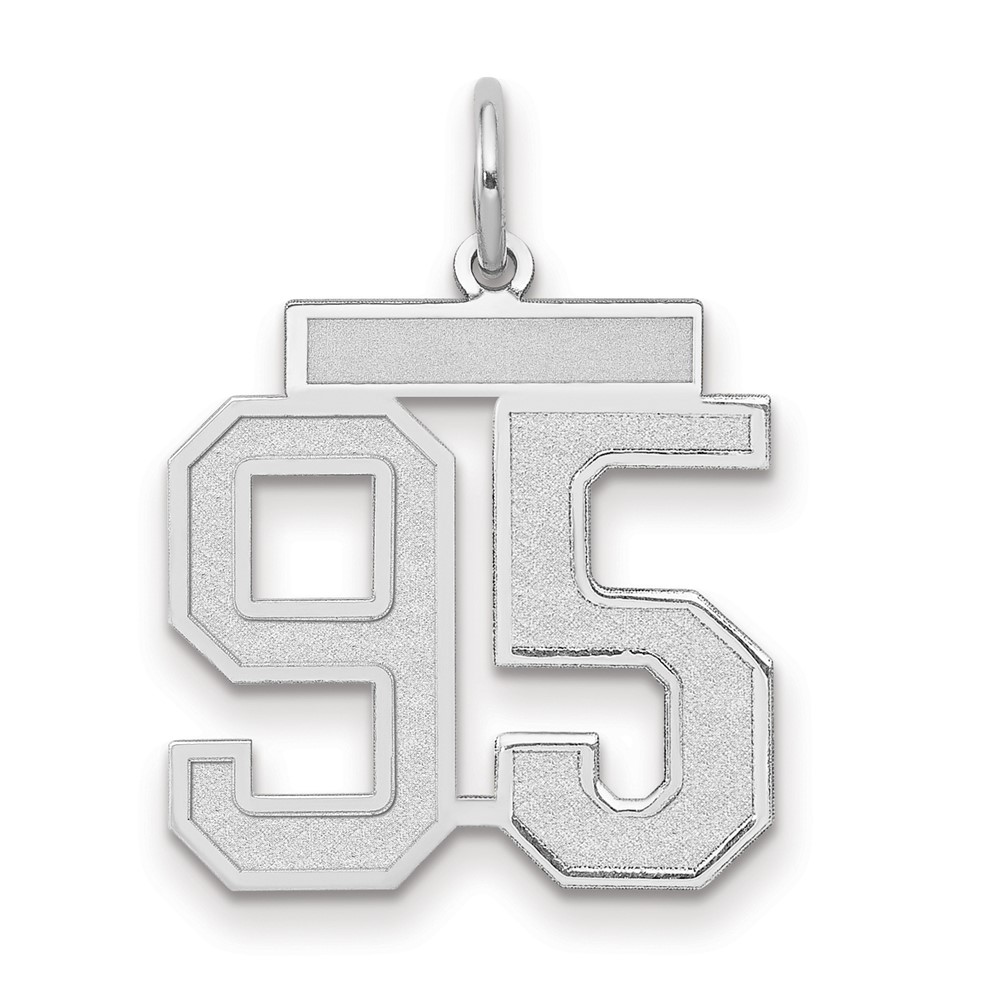 14K White Gold Medium Satin Number 95 Charm